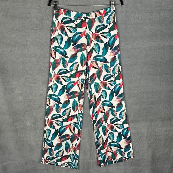 ONIA Pants Women Extra Small White Leaf Mila Cover Up Resort Beach Tropical Boho - Picture 2 of 15